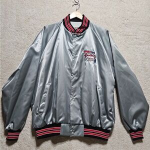 Westark USA Panhandle Cruisers Car Club Satin Bomber Jacket Mens X-Large Silver
